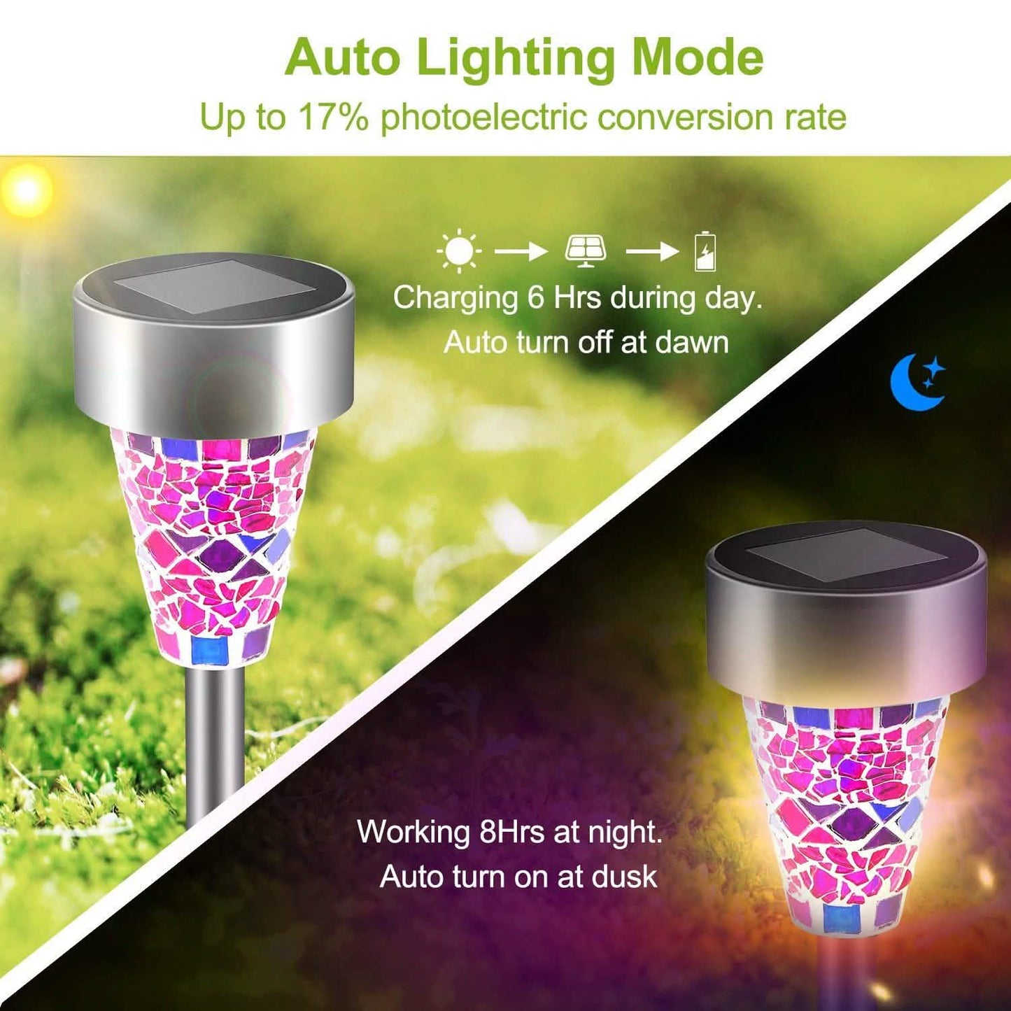6-Pack: Solar Garden Lights IP44 Water Resistant Outdoor Lighting - Tophatter Daily Deals