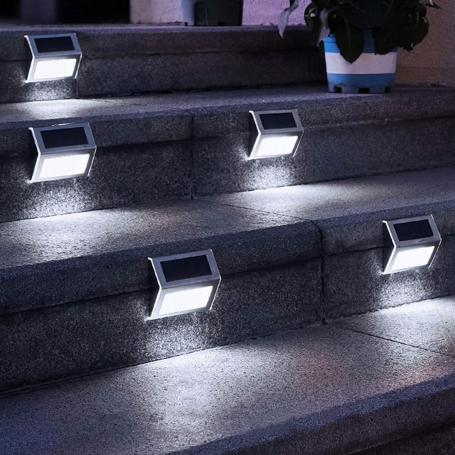 6-Pack: Solar Step Lights Outdoor Lighting - Tophatter Daily Deals