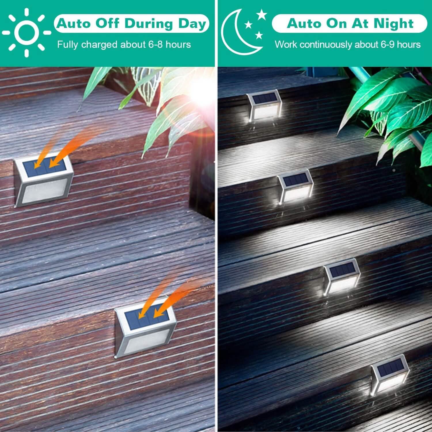6-Pack: Solar Step Lights Outdoor Lighting - Tophatter Daily Deals