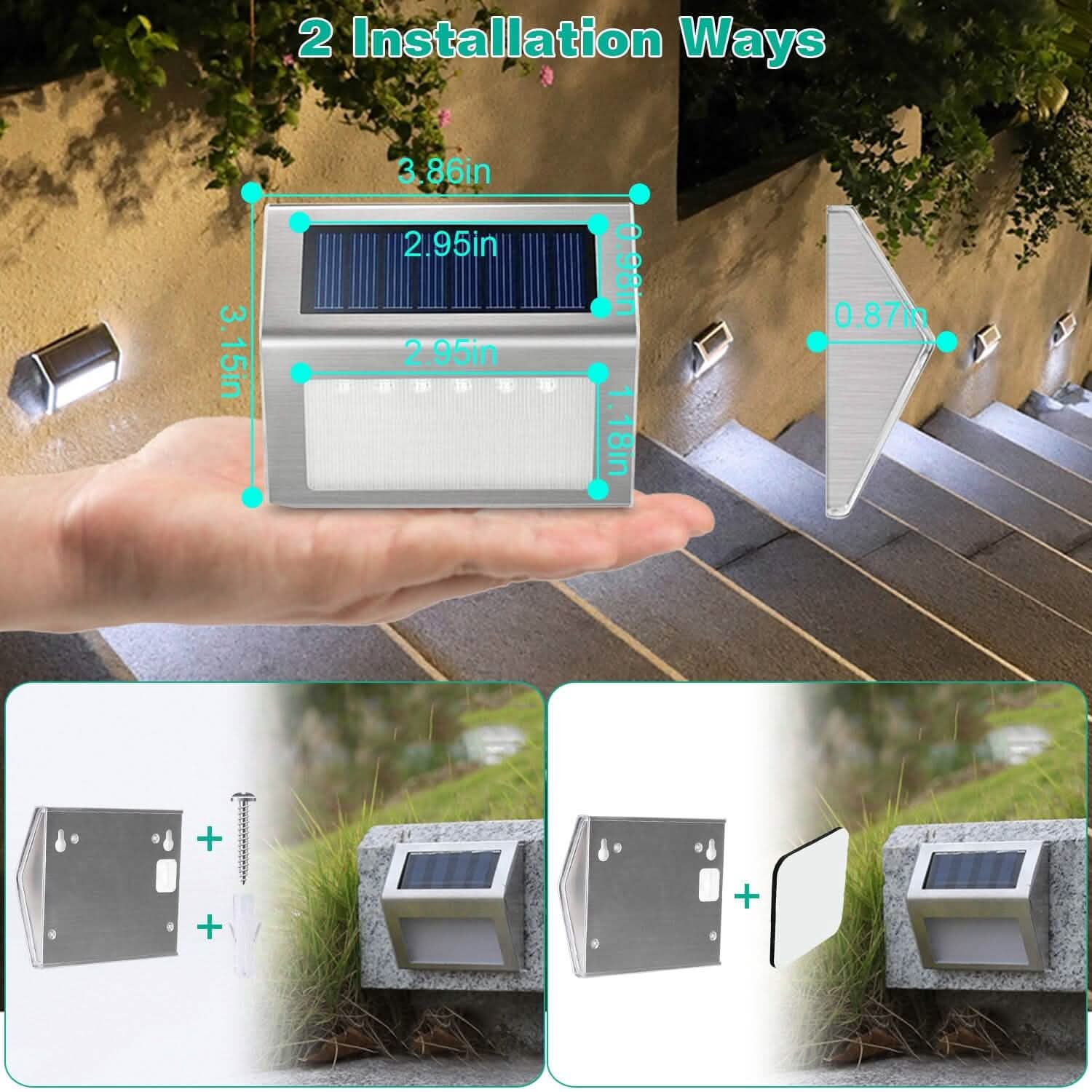 6-Pack: Solar Step Lights Outdoor Lighting - Tophatter Daily Deals