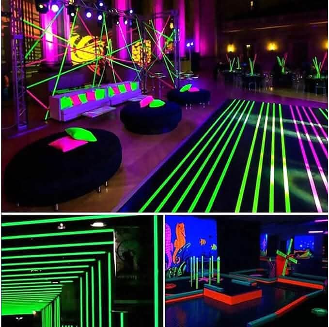 6-Pack: UV Gaffer Fluorescent Party Tape Blacklight Reactive Glow In The Dark Tape Seasonal Decor - Tophatter Daily Deals