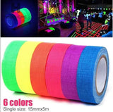 6-Pack: UV Gaffer Fluorescent Party Tape Blacklight Reactive Glow In The Dark Tape Seasonal Decor - Tophatter Daily Deals