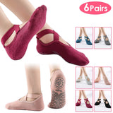 6-Pack: Women Yoga Socks with Straps Non-Slip Grips Women's Socks & Hosiery - Tophatter Daily Deals