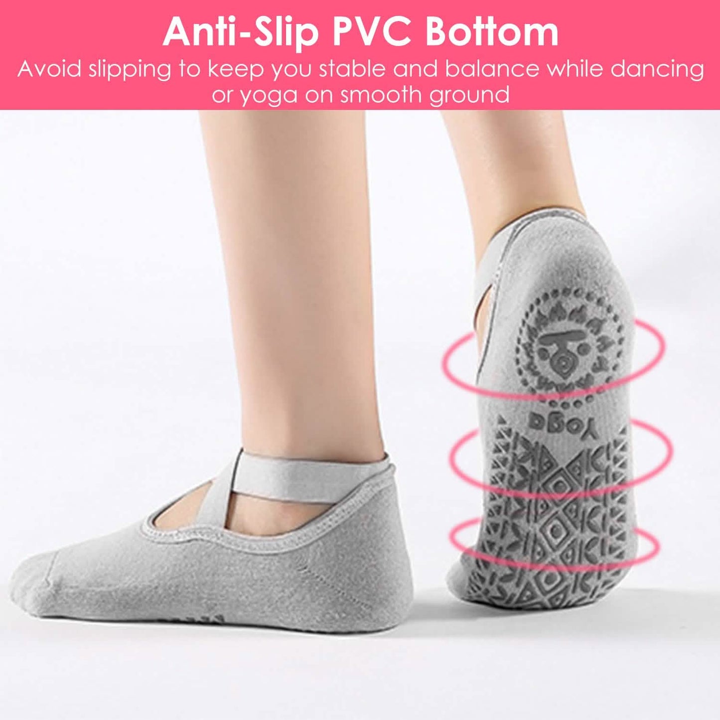 6-Pack: Women Yoga Socks with Straps Non-Slip Grips Women's Socks & Hosiery - Tophatter Daily Deals