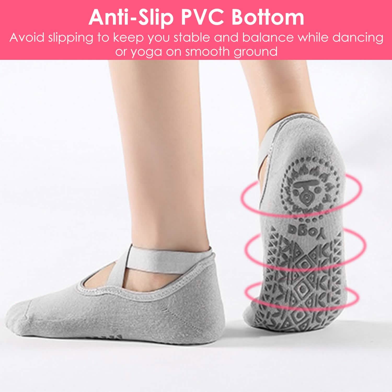 6-Pack: Women Yoga Socks with Straps Non-Slip Grips Women's Socks & Hosiery - Tophatter Daily Deals