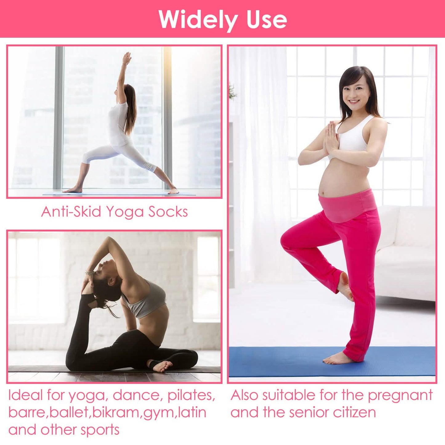 6-Pack: Women Yoga Socks with Straps Non-Slip Grips Women's Socks & Hosiery - Tophatter Daily Deals