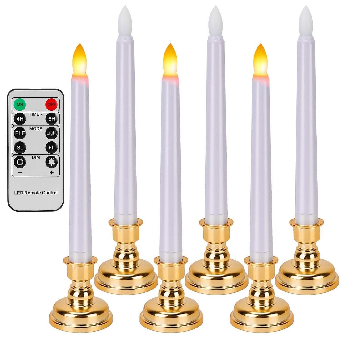 6-Packs: Flameless Taper Candles with 4 Light Modes and Remote Control Indoor Lighting - Tophatter Daily Deals