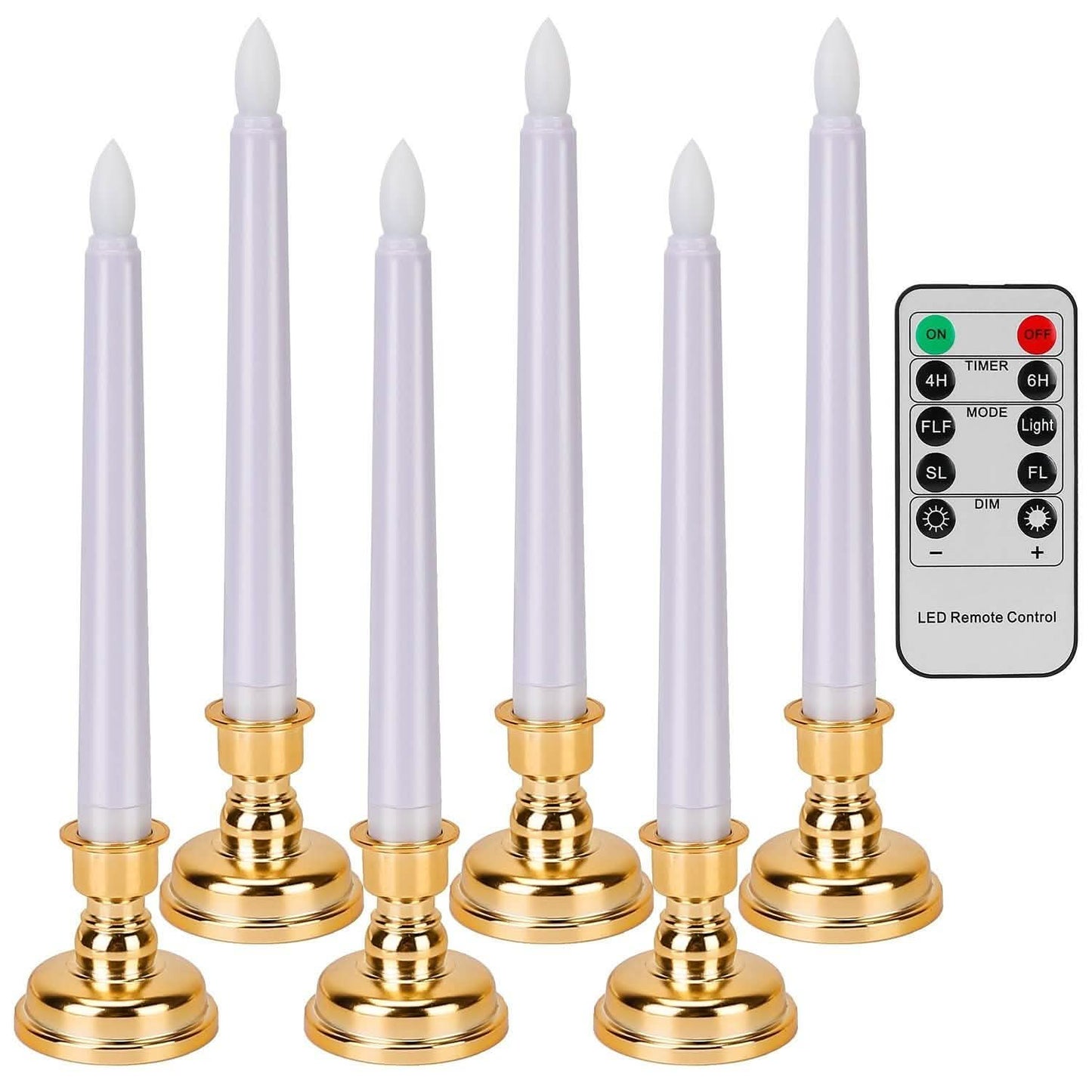 6-Packs: Flameless Taper Candles with 4 Light Modes and Remote Control Indoor Lighting - Tophatter Daily Deals