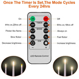 6-Packs: Flameless Taper Candles with 4 Light Modes and Remote Control Indoor Lighting - Tophatter Daily Deals