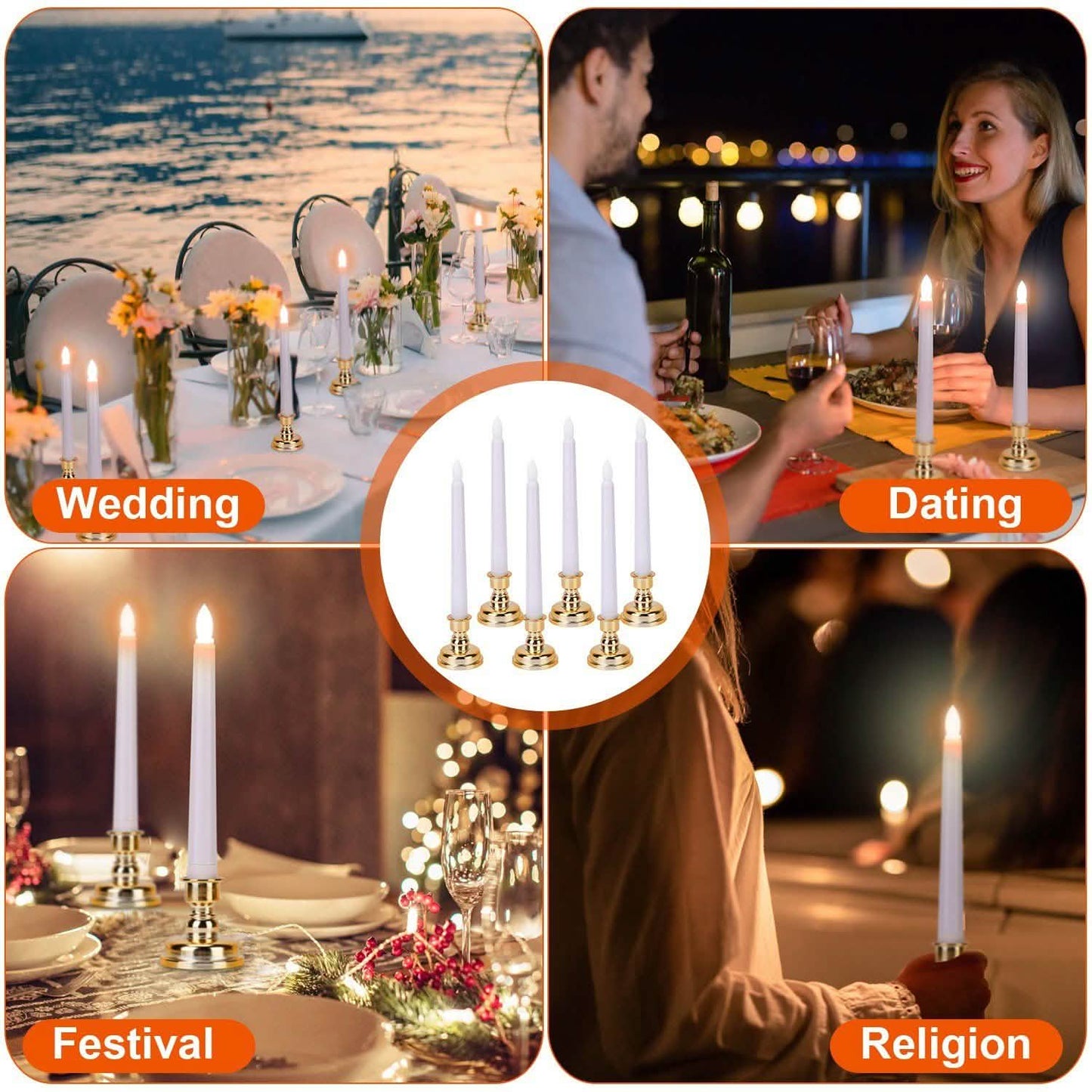 6-Packs: Flameless Taper Candles with 4 Light Modes and Remote Control Indoor Lighting - Tophatter Daily Deals