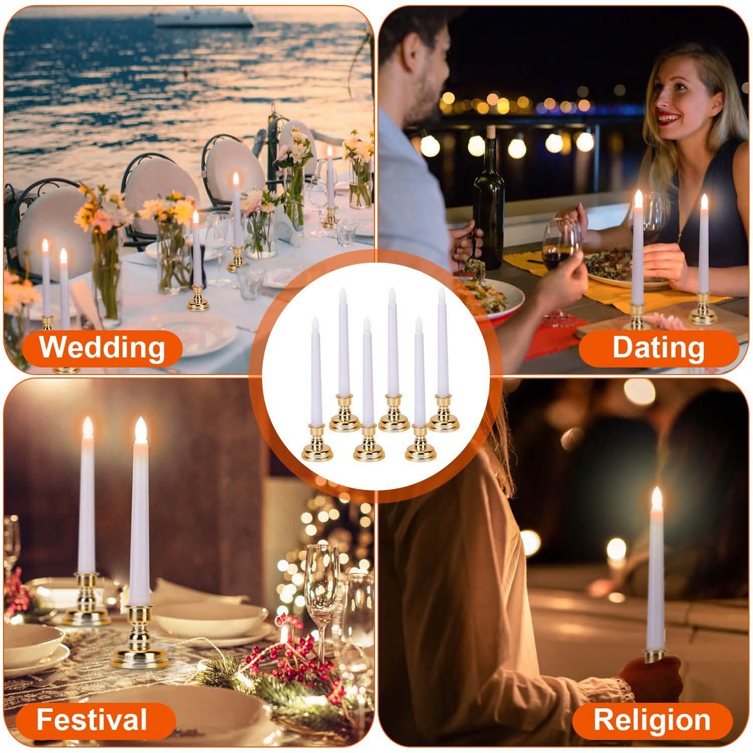 6-Packs: Flameless Taper Candles with 4 Light Modes and Remote Control Indoor Lighting - Tophatter Daily Deals