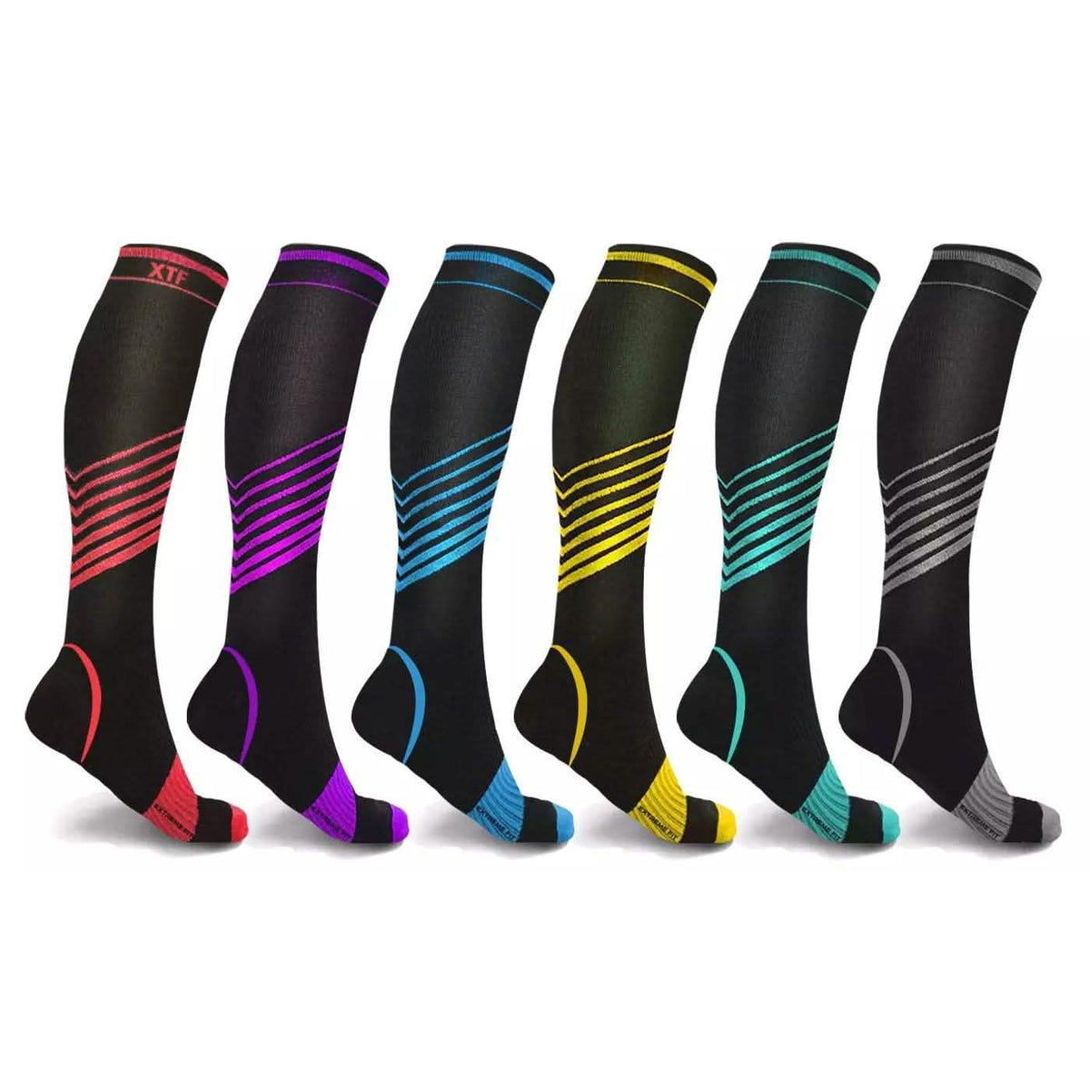 6-Pair: Ultra V-Striped Knee-High Compression Socks Health & Wellness - Tophatter Daily Deals