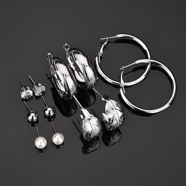 6-Pair: Women's Simple Fashion Modern Trendy Earrings Earrings - Tophatter Daily Deals