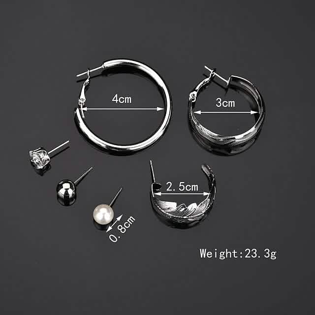 6-Pair: Women's Simple Fashion Modern Trendy Earrings Earrings - Tophatter Daily Deals