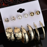 6-Pair: Women's Simple Fashion Modern Trendy Earrings Gold Earrings - Tophatter Daily Deals