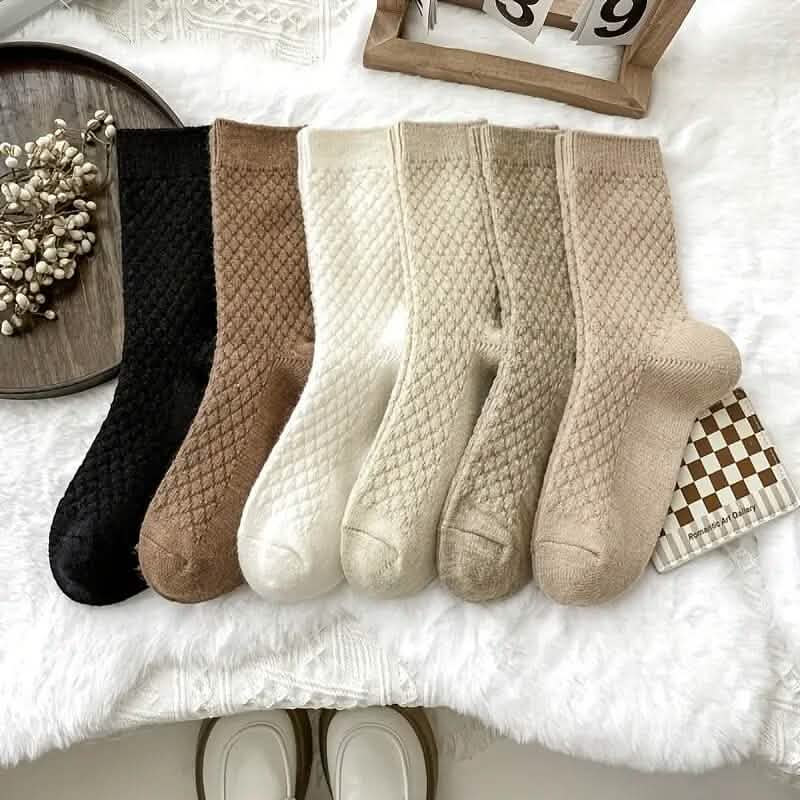 6-Pairs: Autumn and Winter Thick Warm Solid Socks Women's Socks & Hosiery - Tophatter Daily Deals