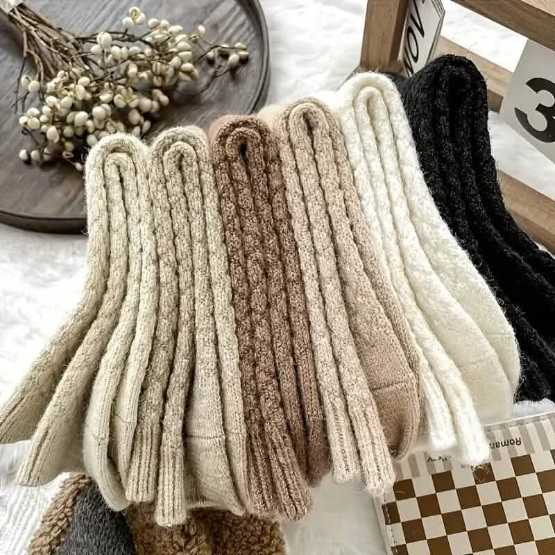 6-Pairs: Autumn and Winter Thick Warm Solid Socks Women's Socks & Hosiery - Tophatter Daily Deals