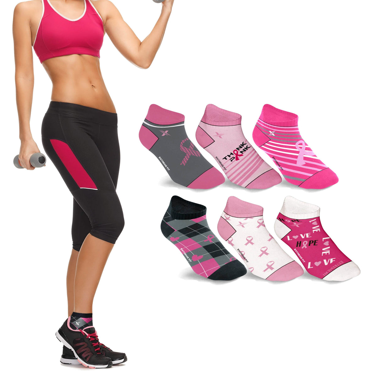 6-Pairs: Breast Cancer Awareness Ankle Compression Socks Women's Socks & Hosiery - Tophatter Daily Deals