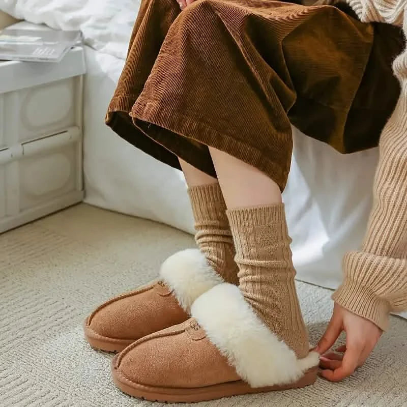 6-Pairs: Thick & Warm Cream Color Sock Women's Socks & Hosiery - Tophatter Daily Deals