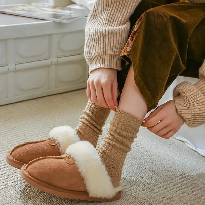 6-Pairs: Thick & Warm Cream Color Sock Women's Socks & Hosiery - Tophatter Daily Deals