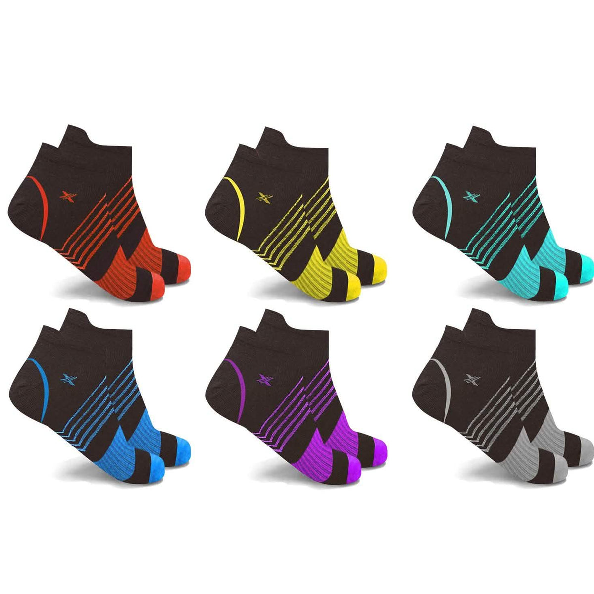 6-Pairs: Ultra V-Striped Ankle Compression Socks Black Colored Health & Wellness - Tophatter Daily Deals