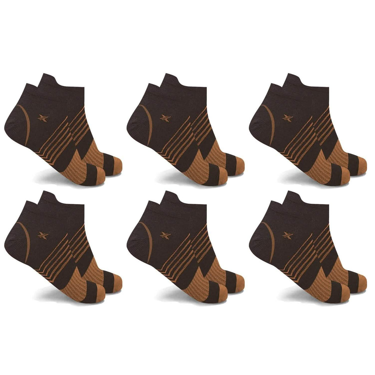 6-Pairs: Ultra V-Striped Ankle Compression Socks Copper-Infused Health & Wellness - Tophatter Daily Deals