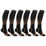 6-Pairs: Ultra V-Striped Knee-Length Compression Socks Copper-Infused Health & Wellness - Tophatter Daily Deals