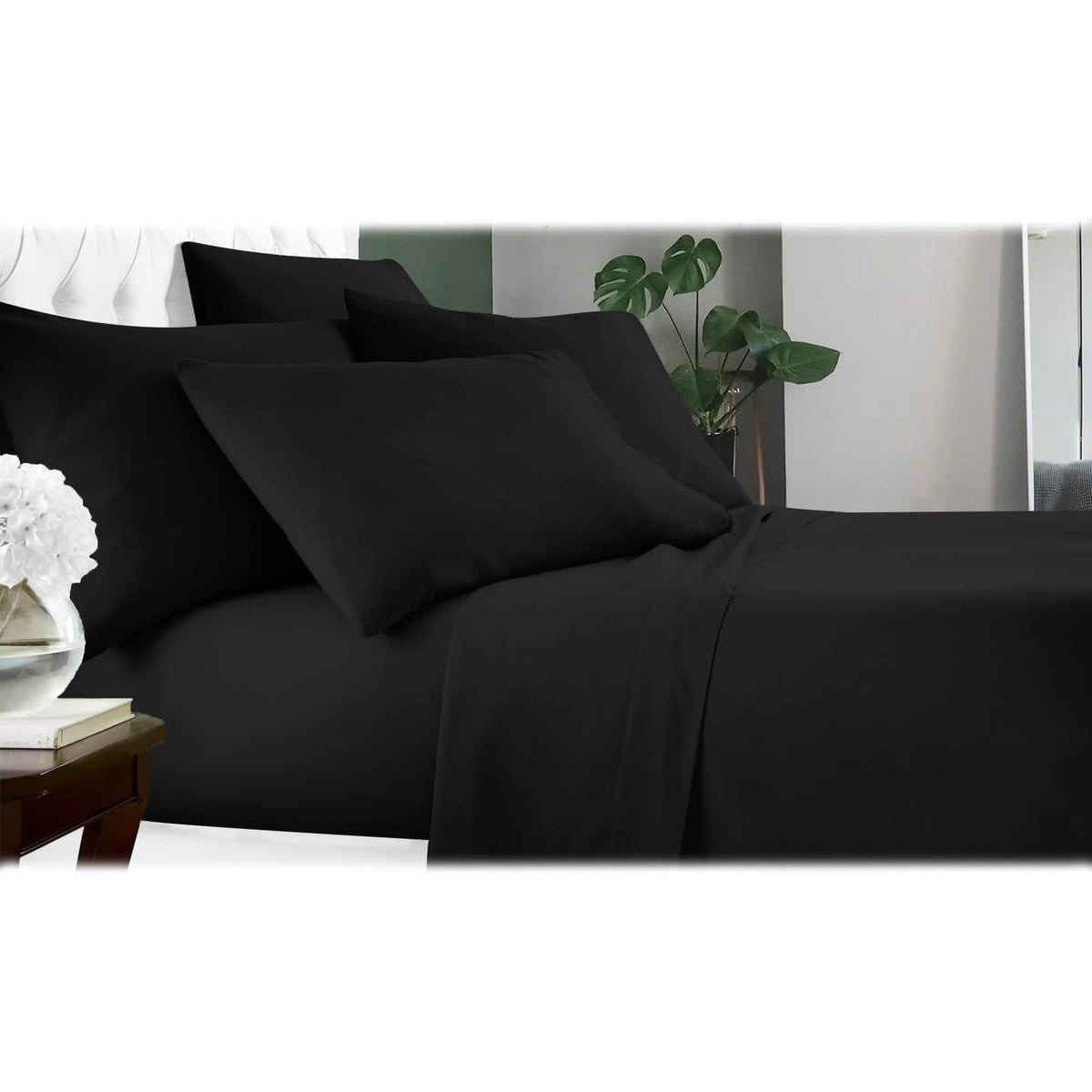 6-Piece: Luxury Home Cool Bamboo-Fiber Sheet Set Black Bedding - Tophatter Daily Deals
