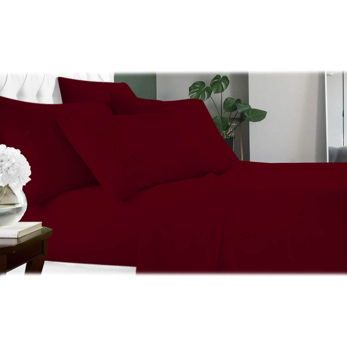 6-Piece: Luxury Home Cool Bamboo-Fiber Sheet Set Burgundy Bedding - Tophatter Daily Deals