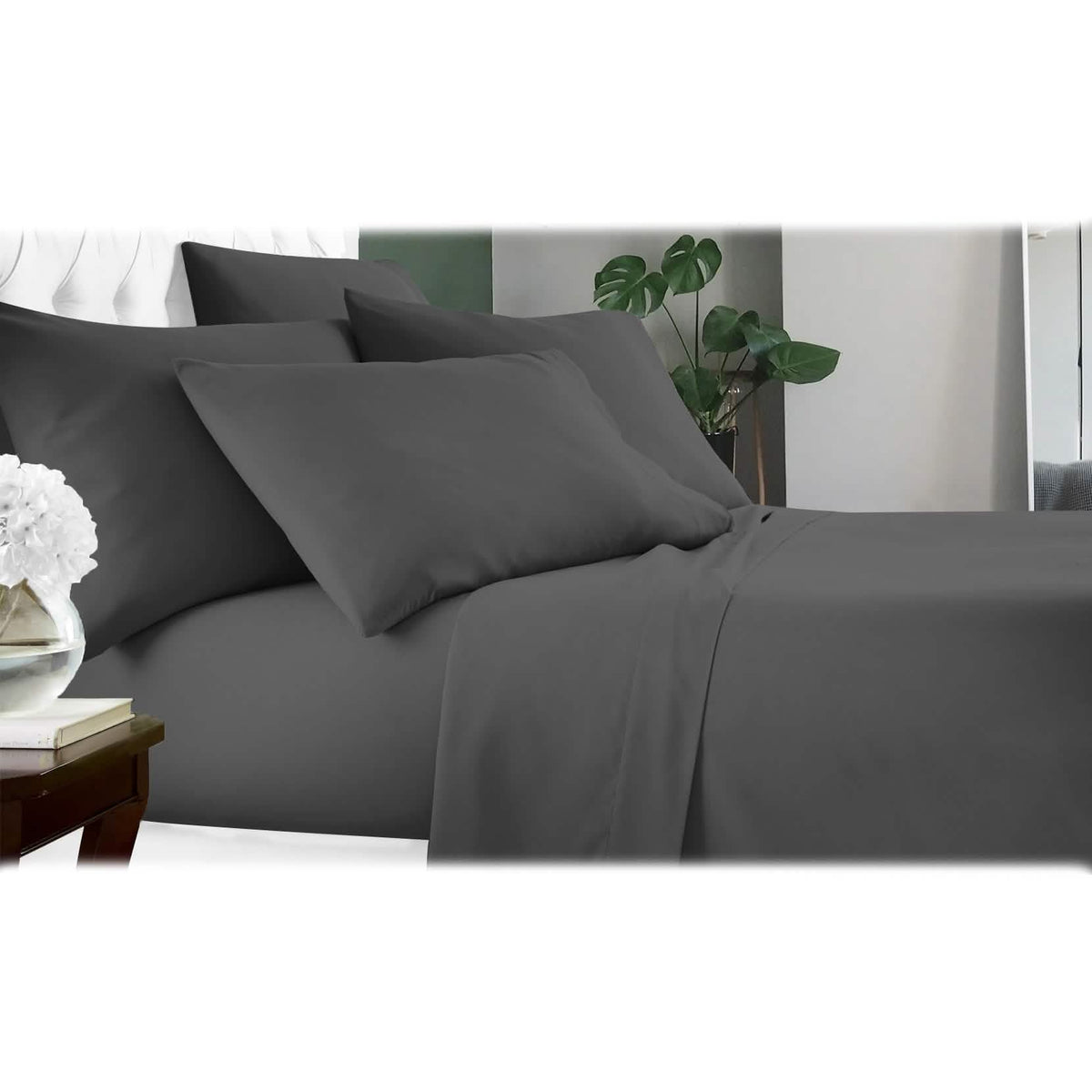 6-Piece: Luxury Home Cool Bamboo-Fiber Sheet Set Gray Bedding - Tophatter Daily Deals