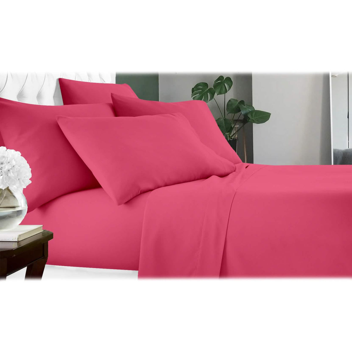6-Piece: Luxury Home Cool Bamboo-Fiber Sheet Set Hot Pink Bedding - Tophatter Daily Deals