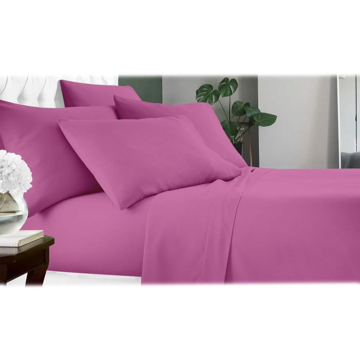 6-Piece: Luxury Home Cool Bamboo-Fiber Sheet Set Light Pink Bedding - Tophatter Daily Deals