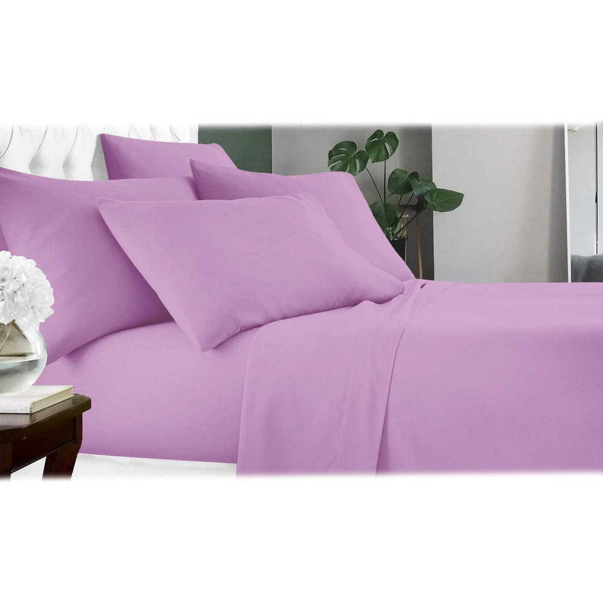 6-Piece: Luxury Home Cool Bamboo-Fiber Sheet Set Lilac Bedding - Tophatter Daily Deals