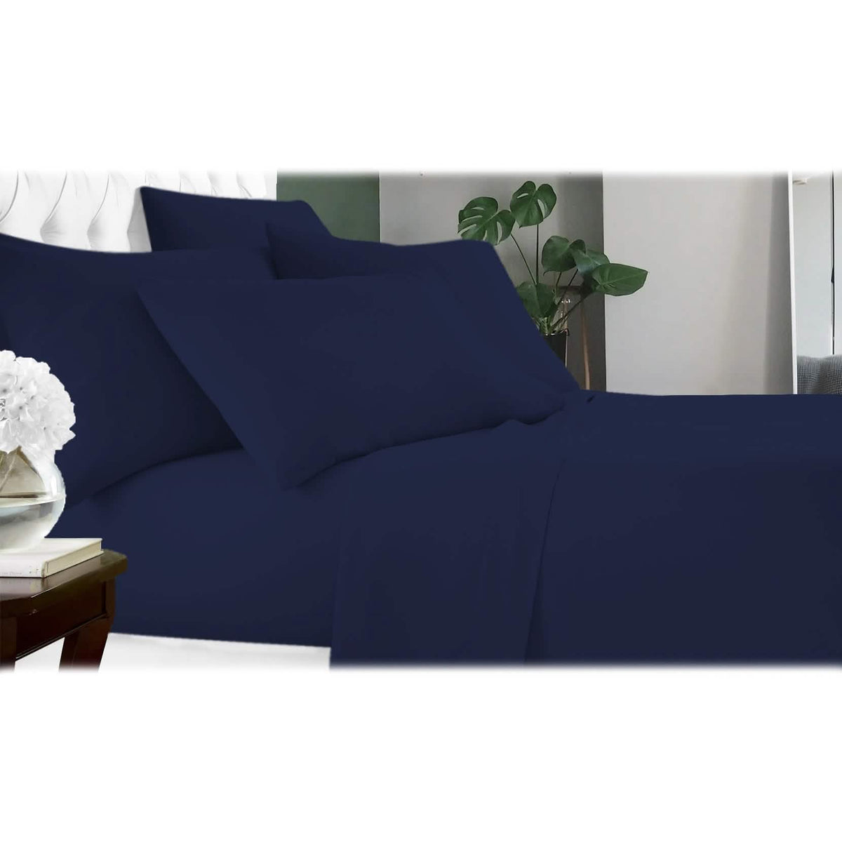 6-Piece: Luxury Home Cool Bamboo-Fiber Sheet Set Navy Bedding - Tophatter Daily Deals