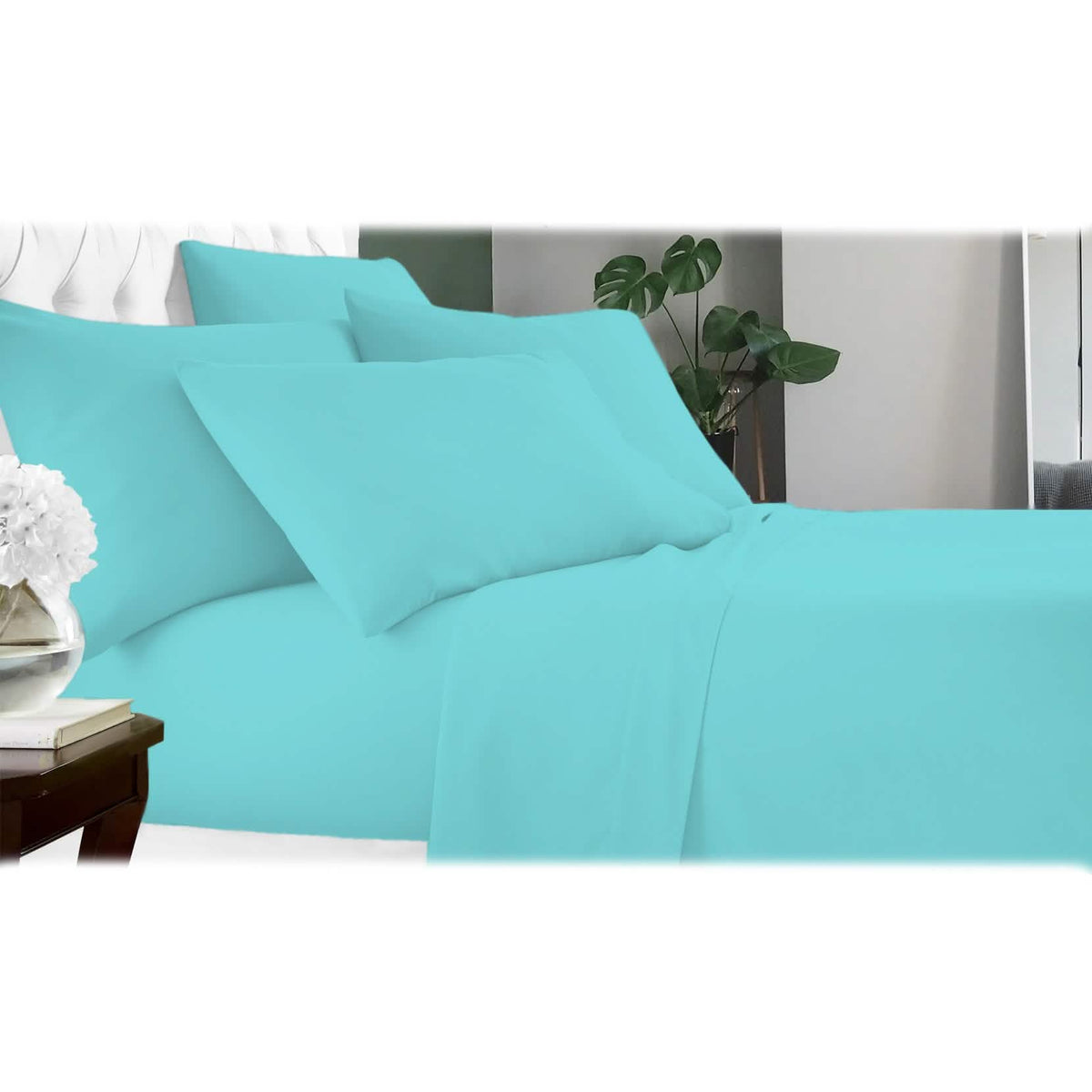 6-Piece: Luxury Home Cool Bamboo-Fiber Sheet Set Sky Blue Bedding - Tophatter Daily Deals