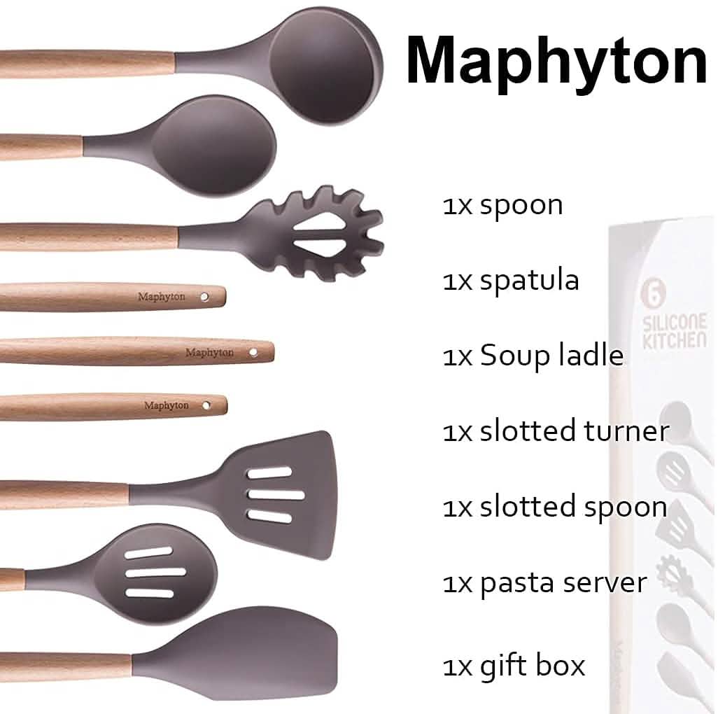 6-Piece: Maphyton Nonstick Silicone Cooking Utensils Set Kitchen Tools & Gadgets - Tophatter Daily Deals