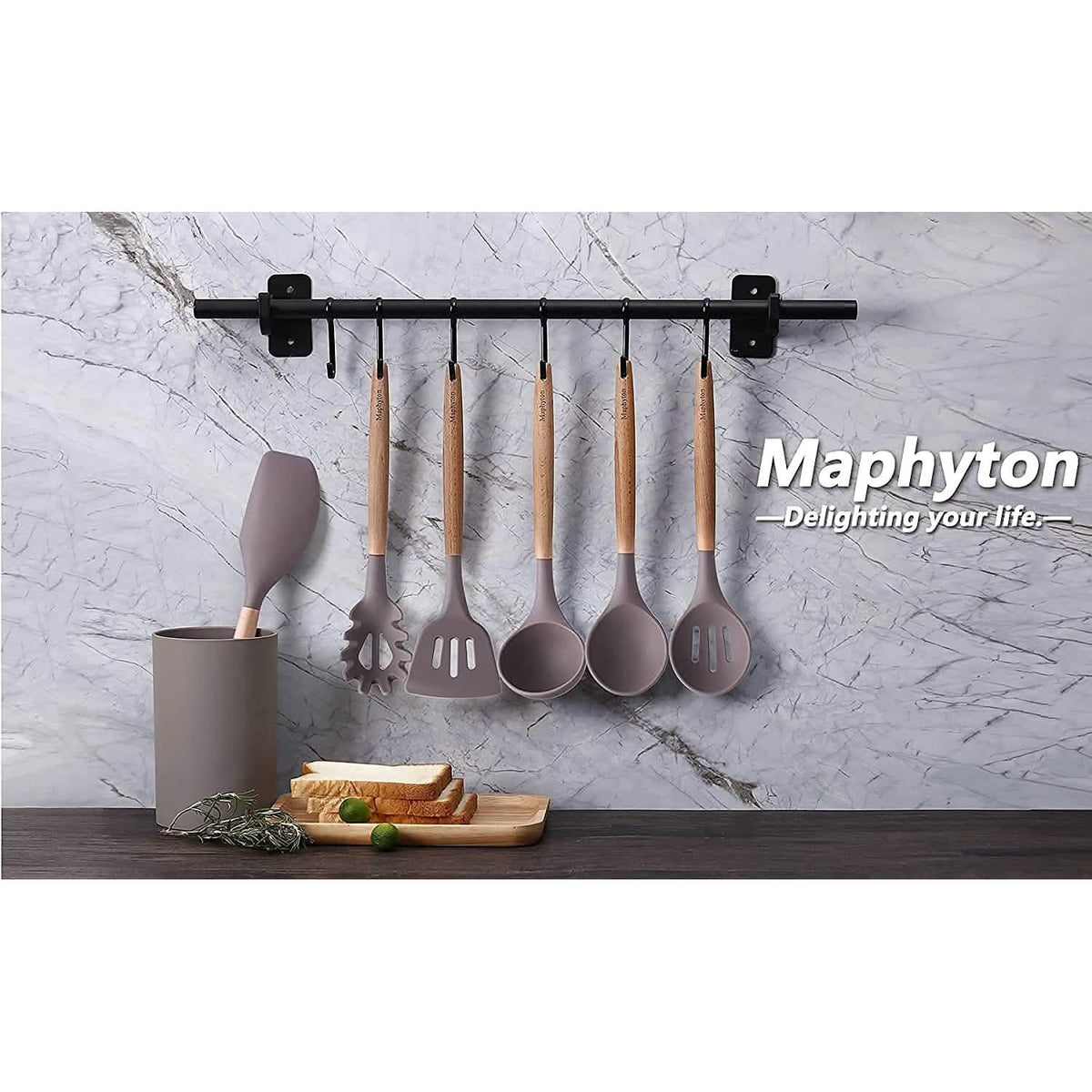 6-Piece: Maphyton Nonstick Silicone Cooking Utensils Set Kitchen Tools & Gadgets - Tophatter Daily Deals