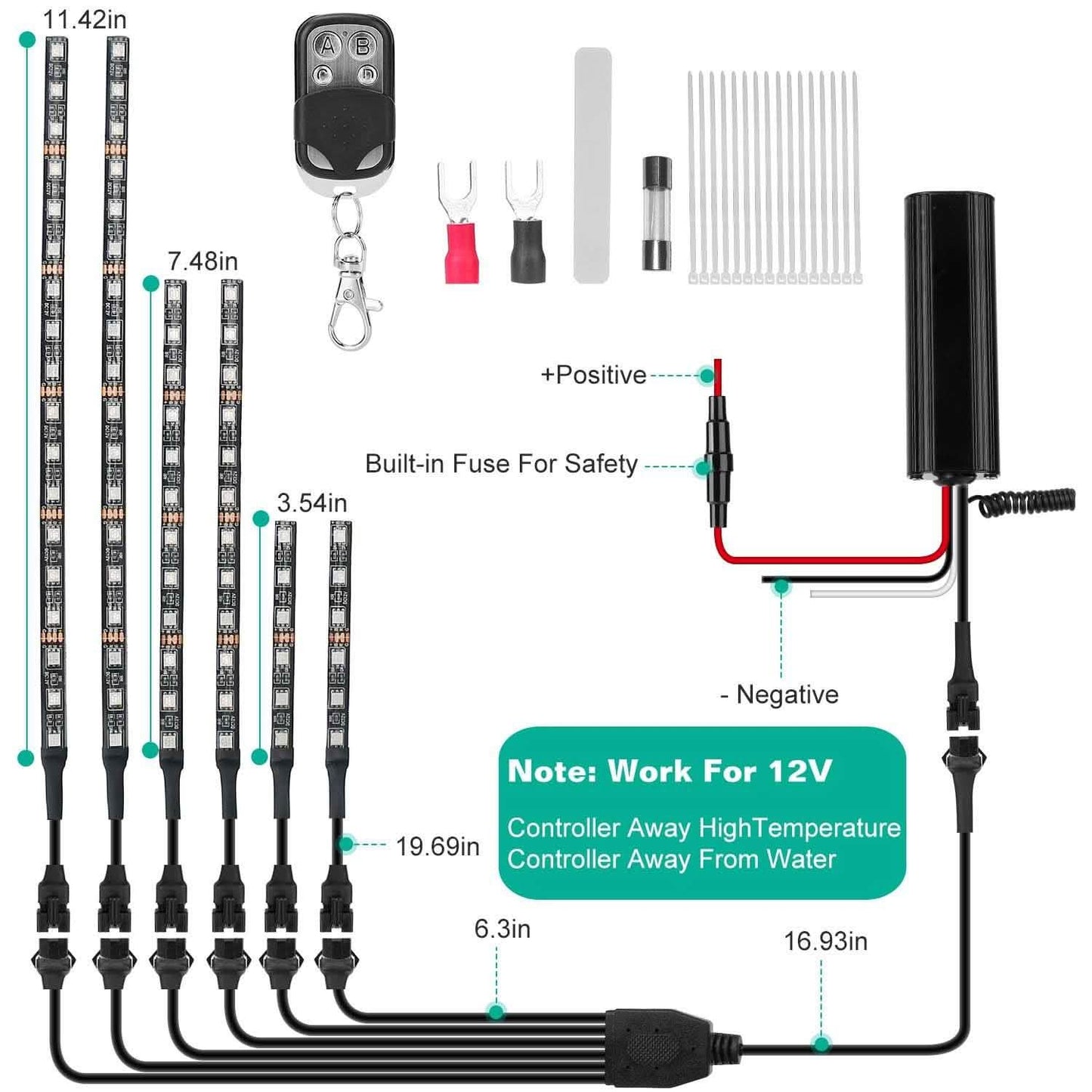 6-Piece: Motorcycle LED Light Strips Automotive - Tophatter Daily Deals