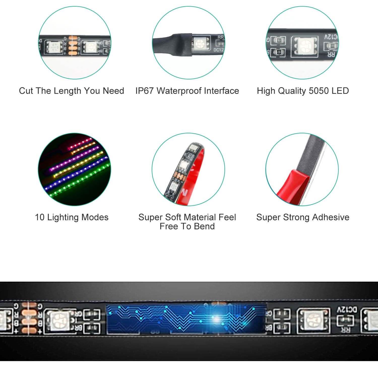 6-Piece: Motorcycle LED Light Strips Automotive - Tophatter Daily Deals