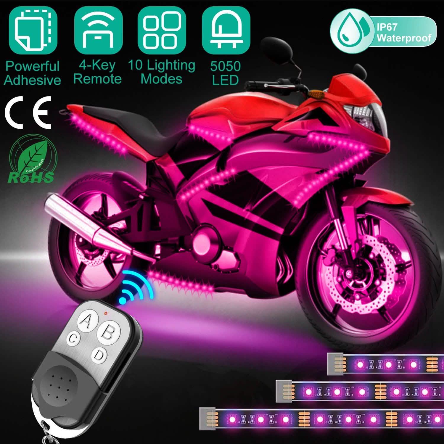 6-Piece: Motorcycle LED Light Strips Automotive - Tophatter Daily Deals