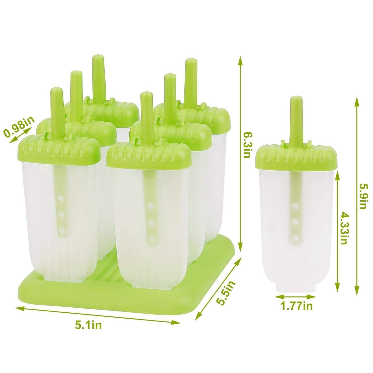 6-Piece: Popsicle Molds Reusable Ice Cream DIY Ice Pop Maker Kitchen Tools & Gadgets - Tophatter Daily Deals