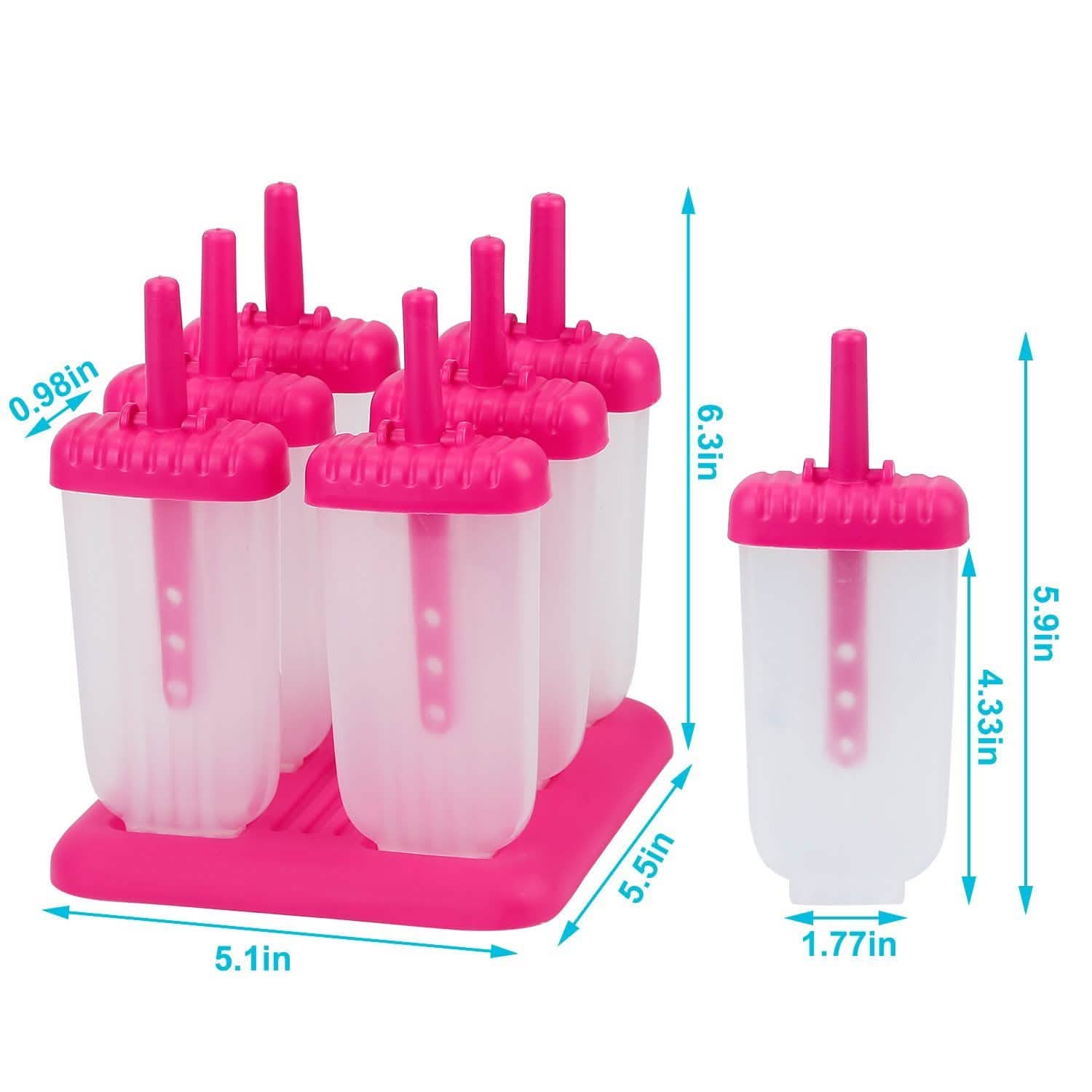 6-Piece: Popsicle Molds Reusable Ice Cream DIY Ice Pop Maker Kitchen Tools & Gadgets - Tophatter Daily Deals