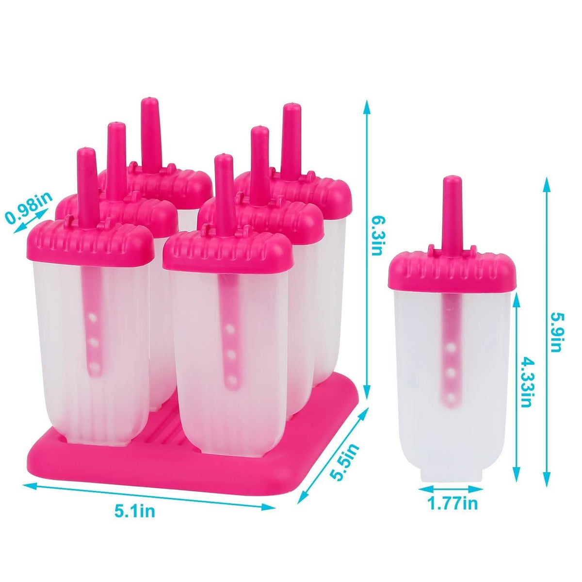 6-Piece: Popsicle Molds Reusable Ice Cream DIY Ice Pop Maker Kitchen Tools & Gadgets - Tophatter Daily Deals