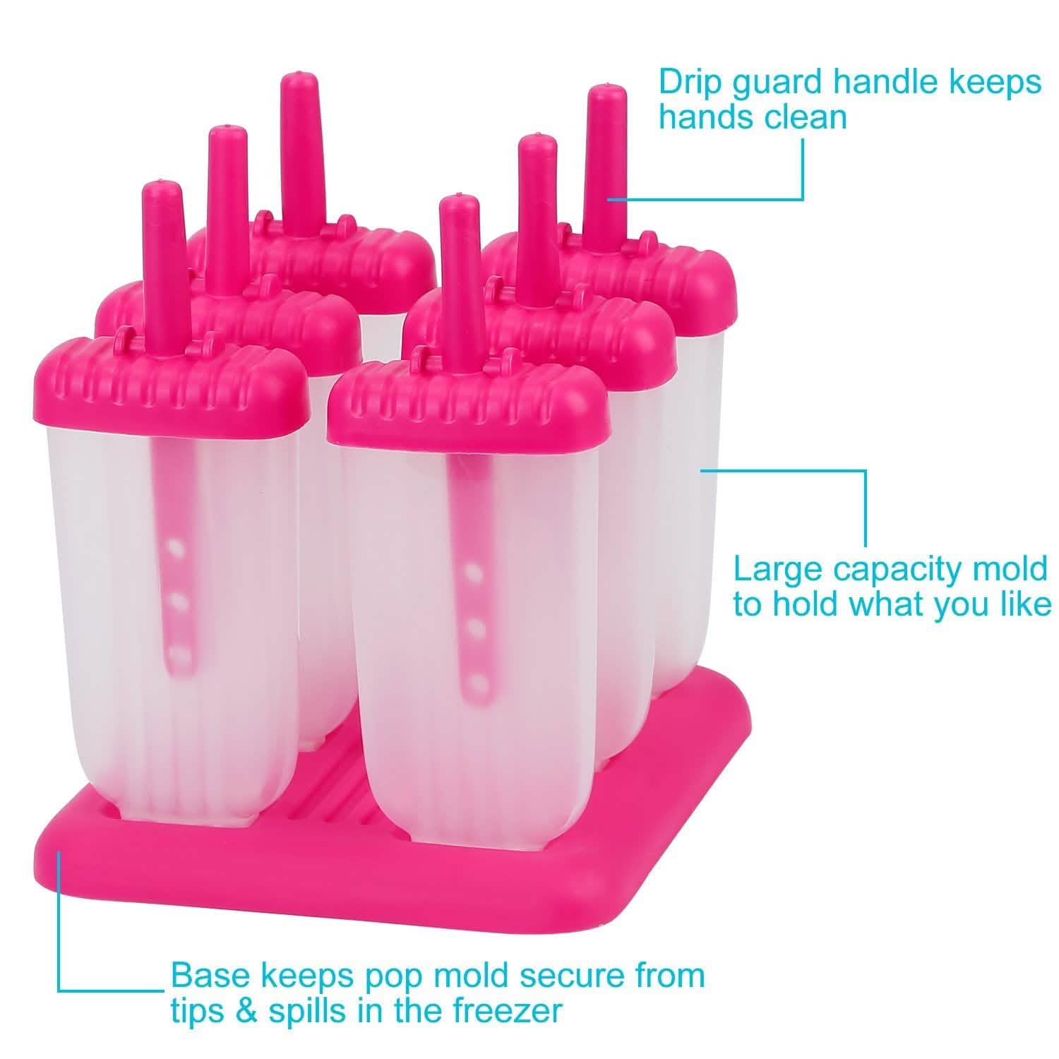 6-Piece: Popsicle Molds Reusable Ice Cream DIY Ice Pop Maker Kitchen Tools & Gadgets - Tophatter Daily Deals