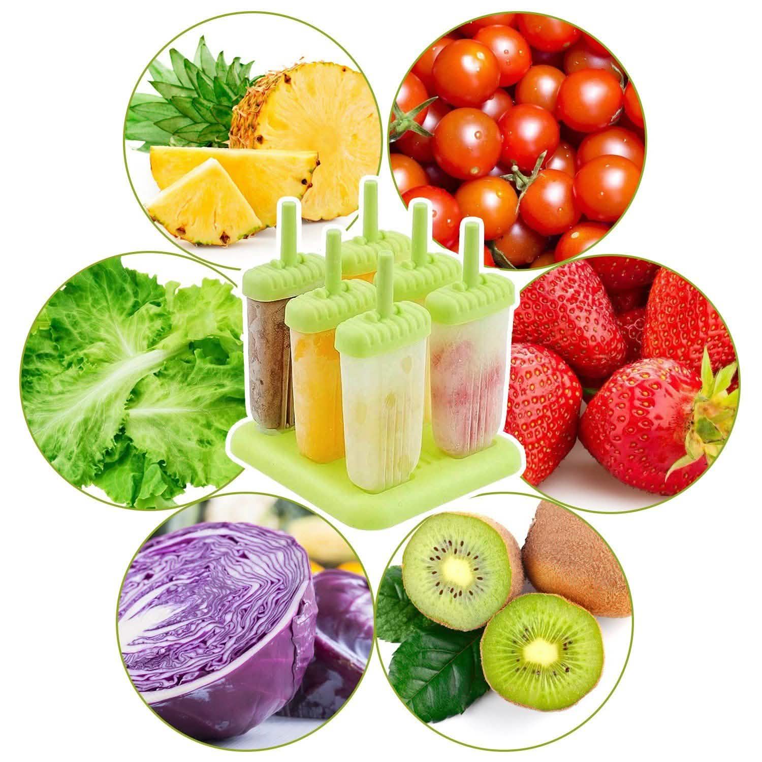 6-Piece: Popsicle Molds Reusable Ice Cream DIY Ice Pop Maker Kitchen Tools & Gadgets - Tophatter Daily Deals