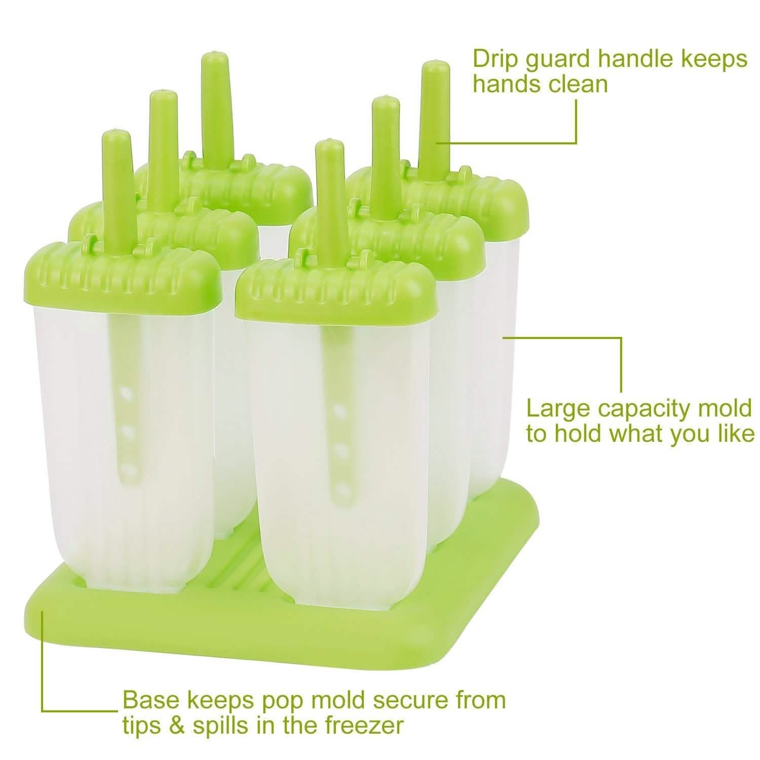 6-Piece: Popsicle Molds Reusable Ice Cream DIY Ice Pop Maker Kitchen Tools & Gadgets - Tophatter Daily Deals