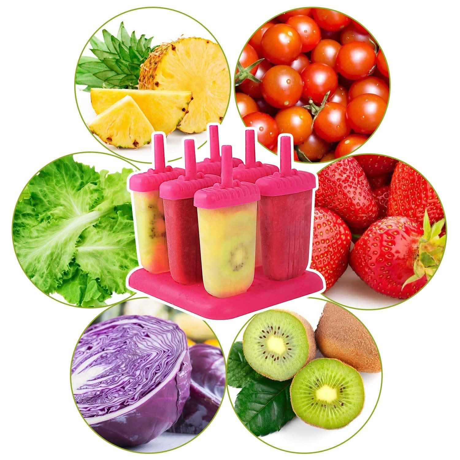 6-Piece: Popsicle Molds Reusable Ice Cream DIY Ice Pop Maker Kitchen Tools & Gadgets - Tophatter Daily Deals