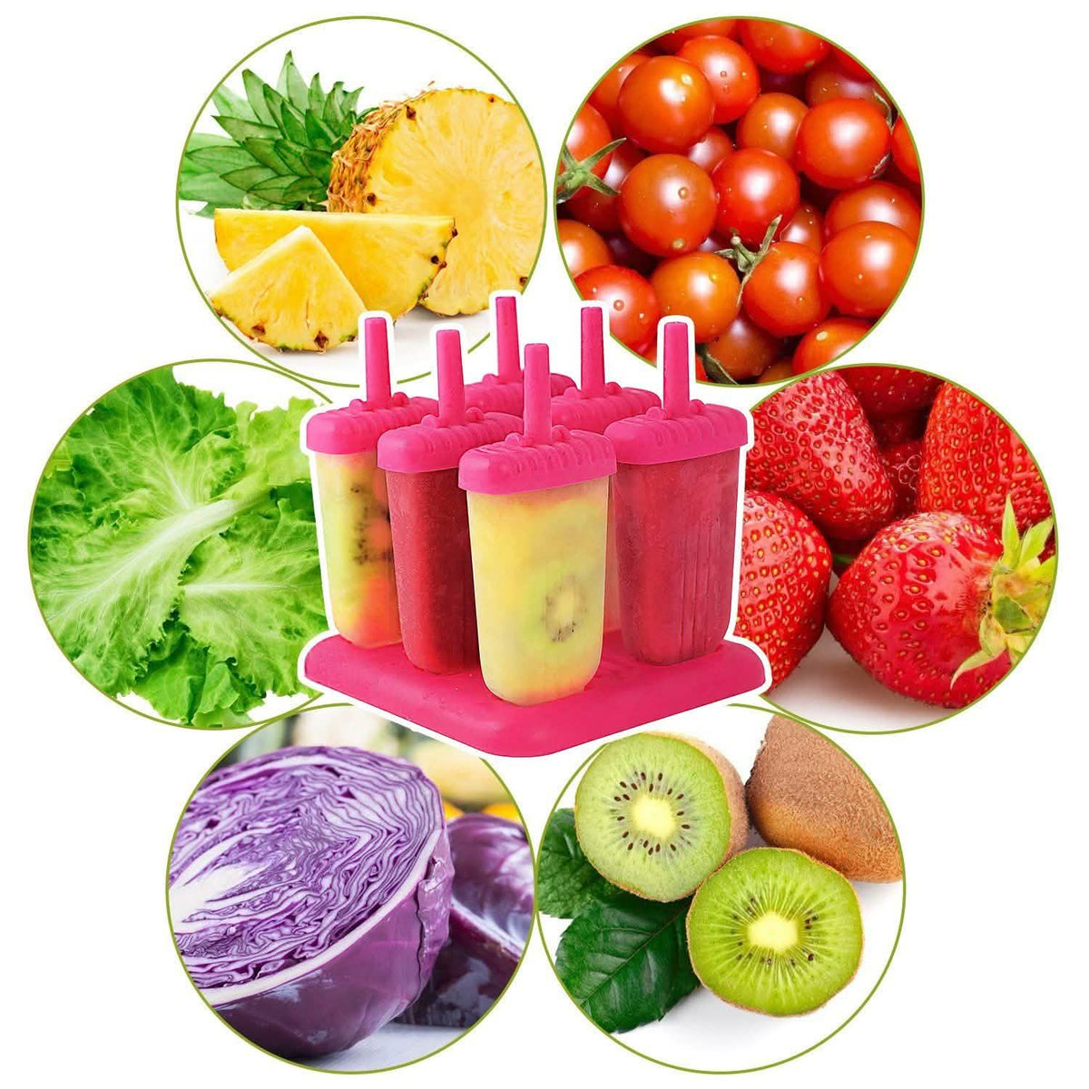 6-Piece: Popsicle Molds Reusable Ice Cream DIY Ice Pop Maker Kitchen Tools & Gadgets - Tophatter Daily Deals