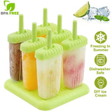 6-Piece: Popsicle Molds Reusable Ice Cream DIY Ice Pop Maker Kitchen Tools & Gadgets - Tophatter Daily Deals
