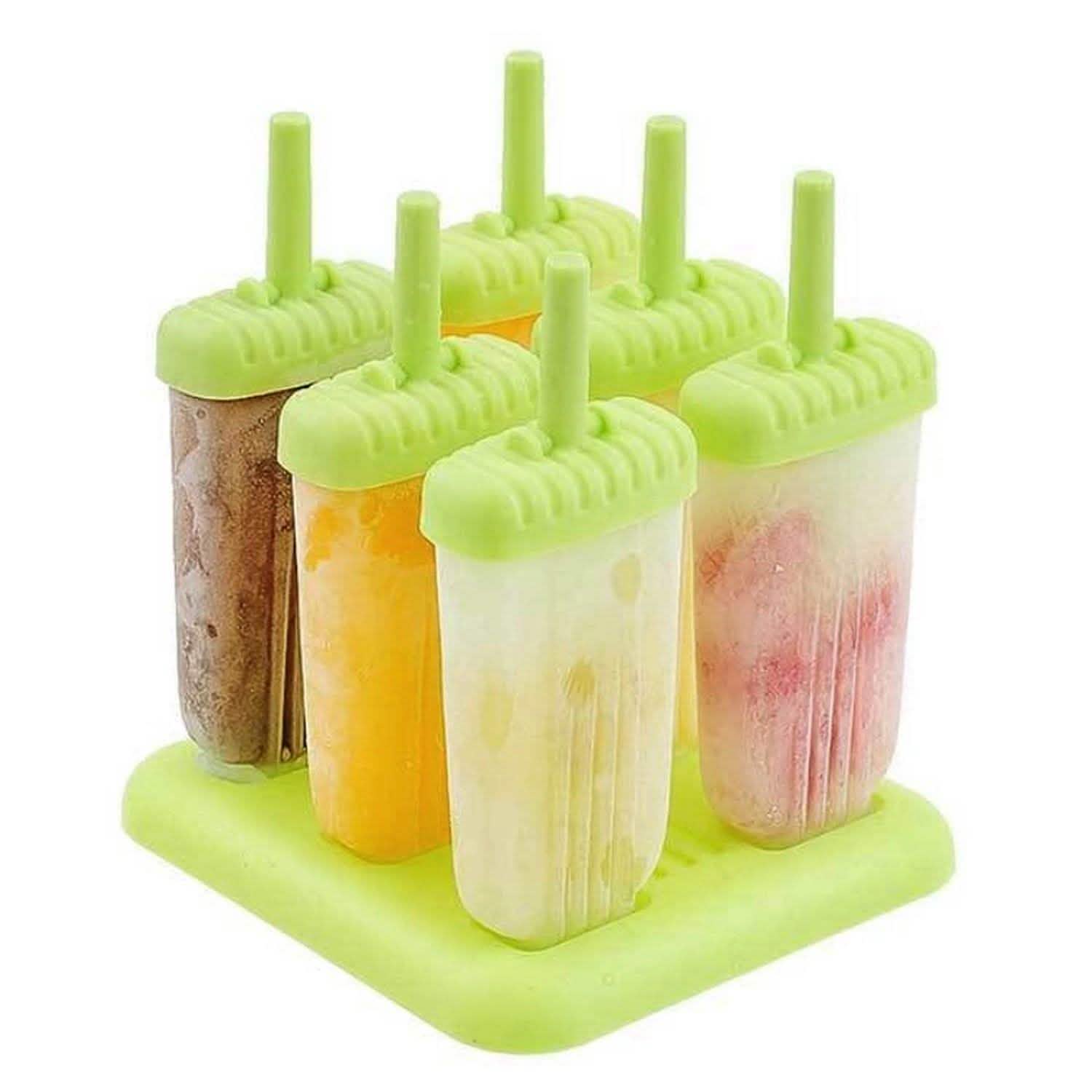 6-Piece: Popsicle Molds Reusable Ice Cream DIY Ice Pop Maker Green Kitchen Tools & Gadgets - Tophatter Daily Deals